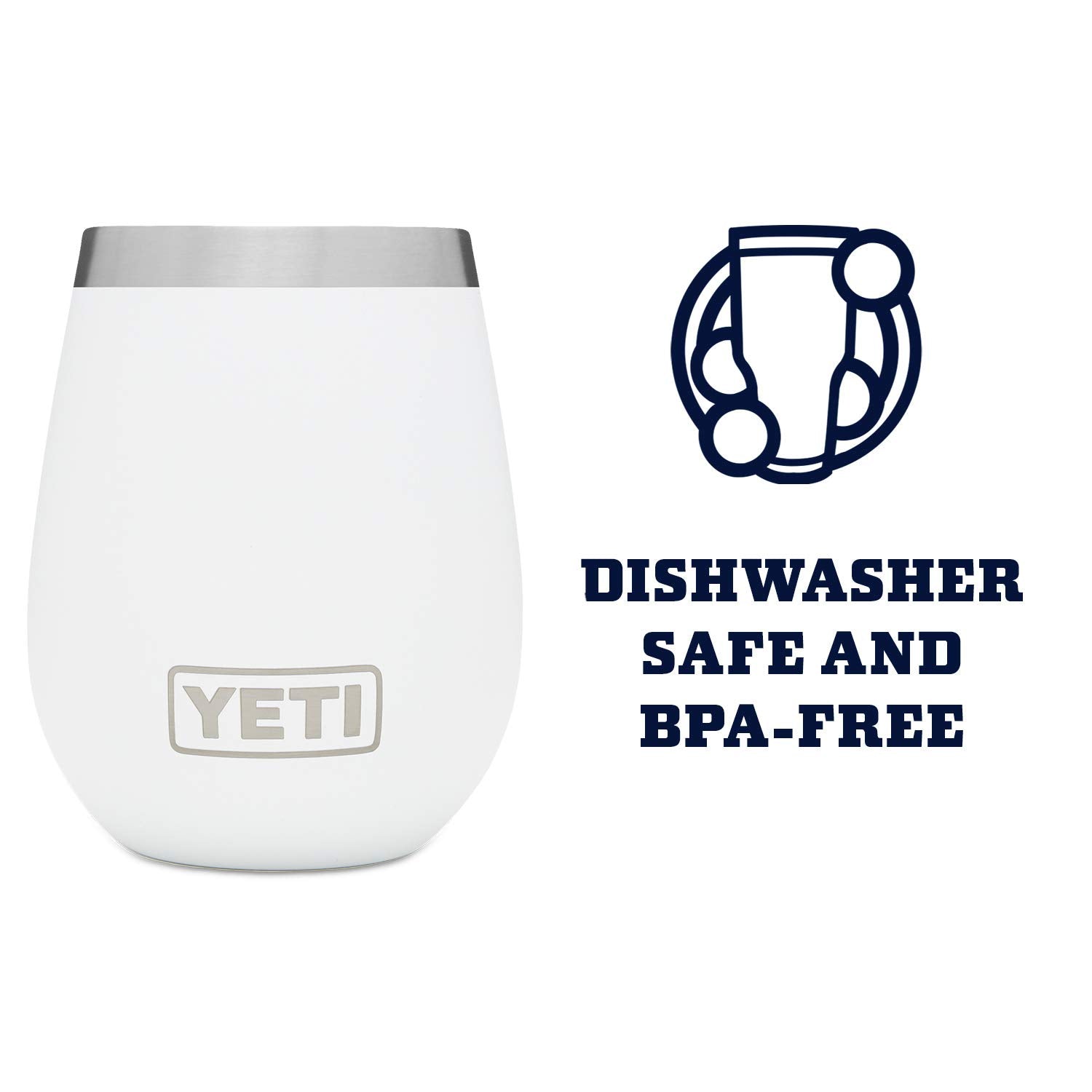 YETI Rambler white wine tumbler showing double-wall vacuum insulation