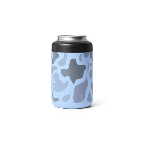 YETI Rambler Colster blue camo double-wall vacuum insulation for extended cold retention