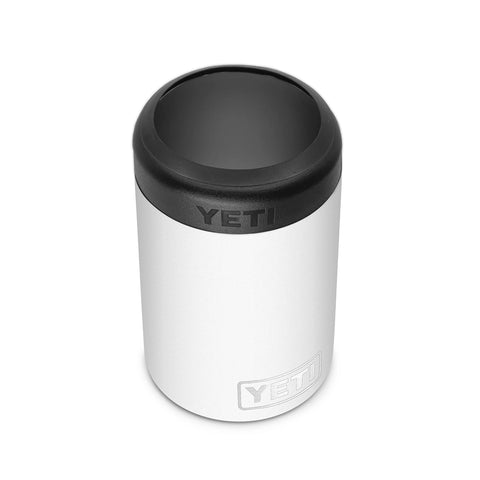 YETI Rambler Colster white front view keeps standard cans cold on the go.