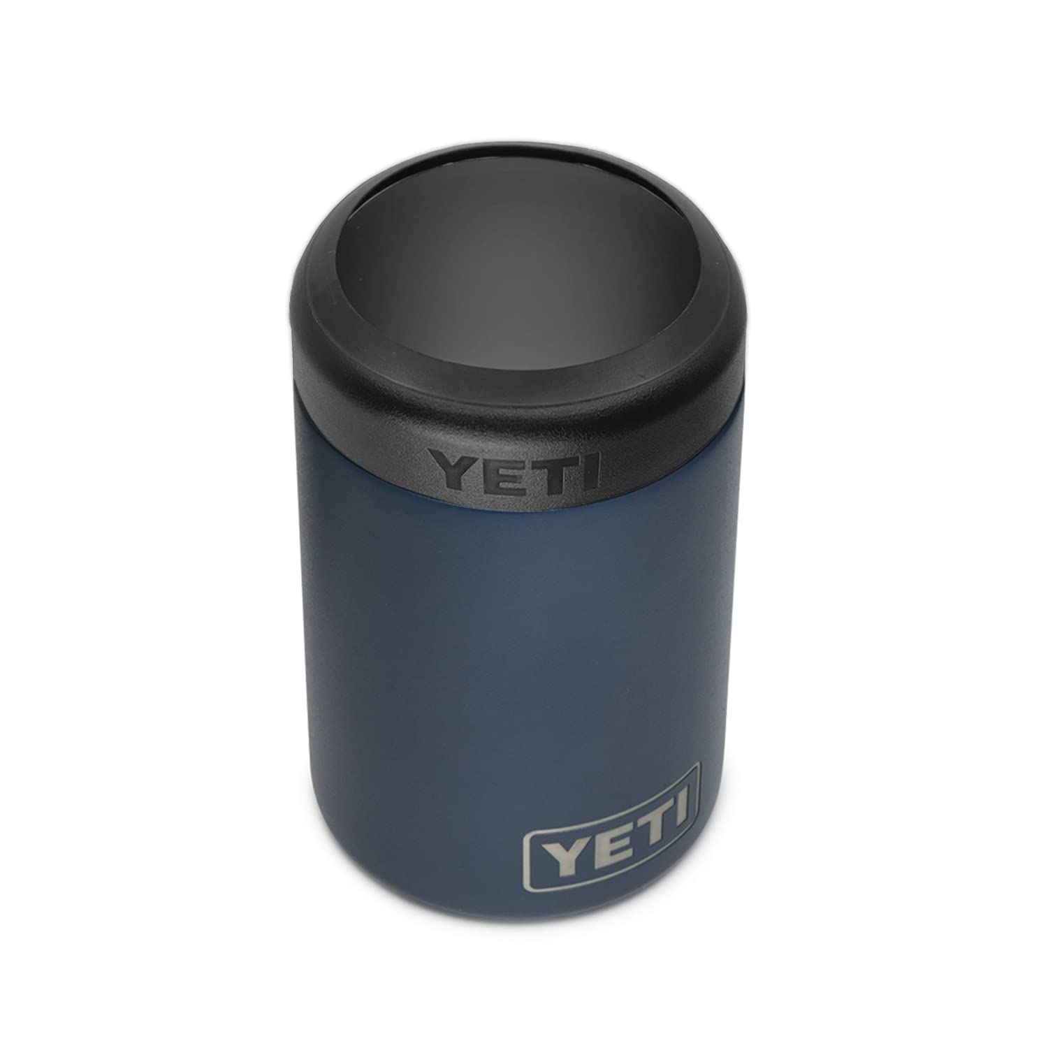 YETI Rambler Colster Navy front view shows rugged steel build for outdoor use