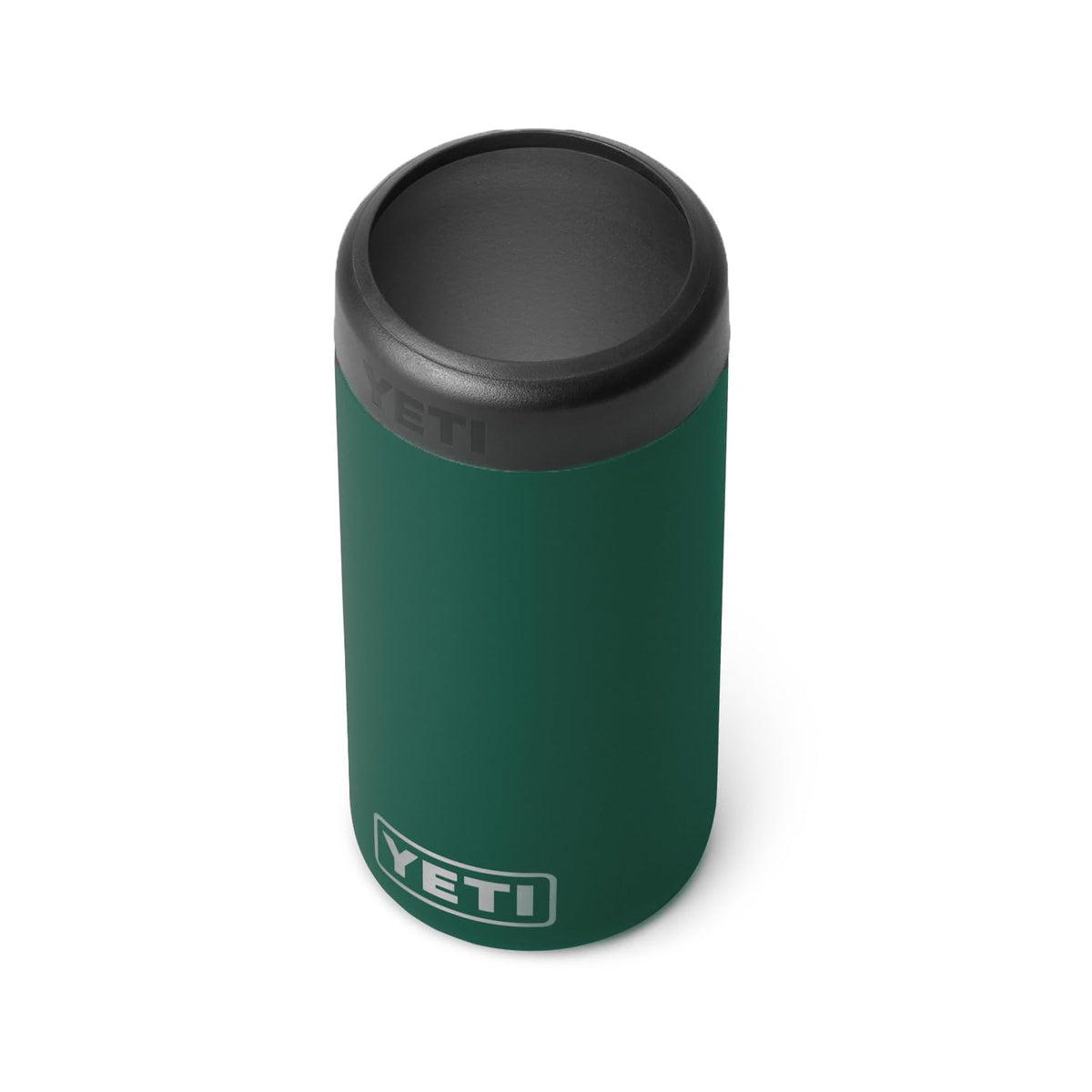 YETI Rambler Slim Colster front view keeping 12 oz cans cool at the beach