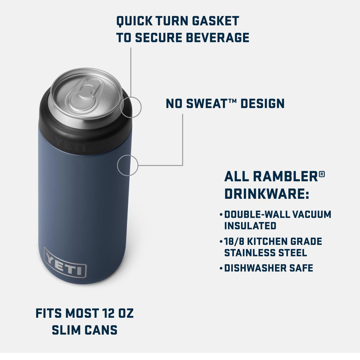 YETI Slim Colster gasket close-up shows a secure Load and Lock seal