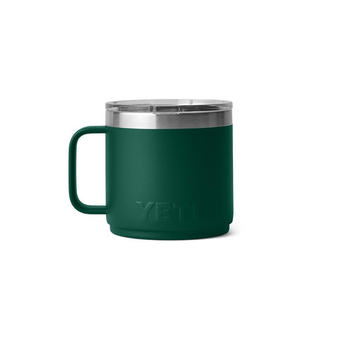 YETI Rambler 14oz mug in camping scene ready for outdoors