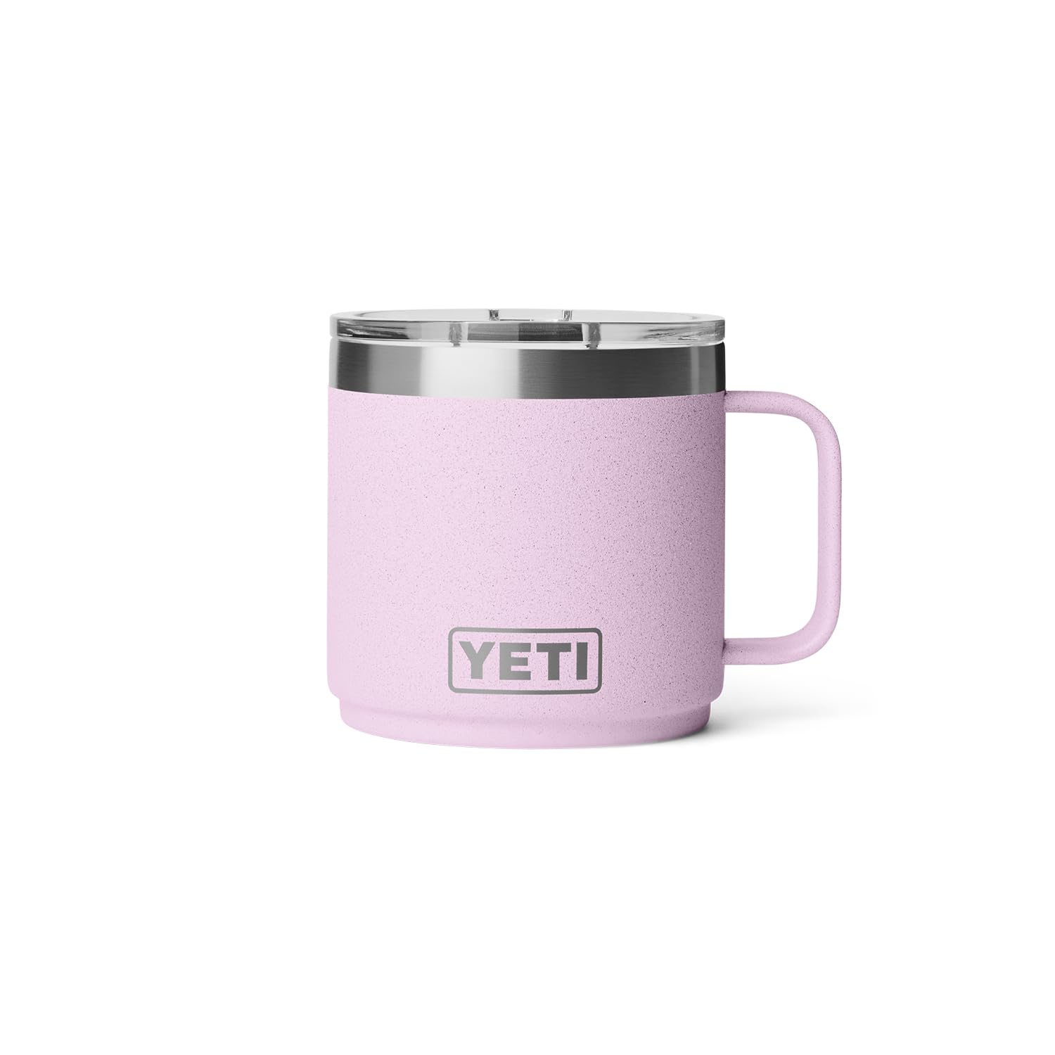 YETI Rambler 14 oz mug with ceramic lining, maintains hot or cold drinks.
