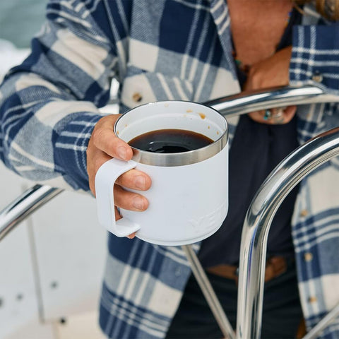 Stackable base on YETI Rambler saves cabinet space during trips.