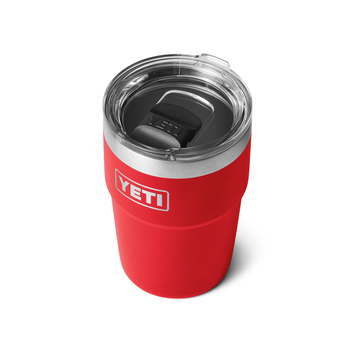 YETI Rambler 16 oz stackable tumbler Rescue Red front view keeps drinks hot or cold
