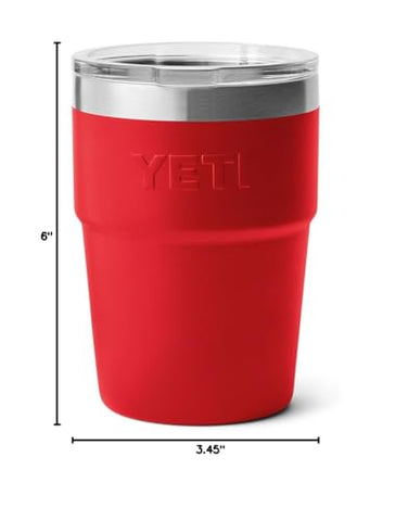 YETI Rambler 16 oz Rescue Red insulated steel keeps beverages at temperature