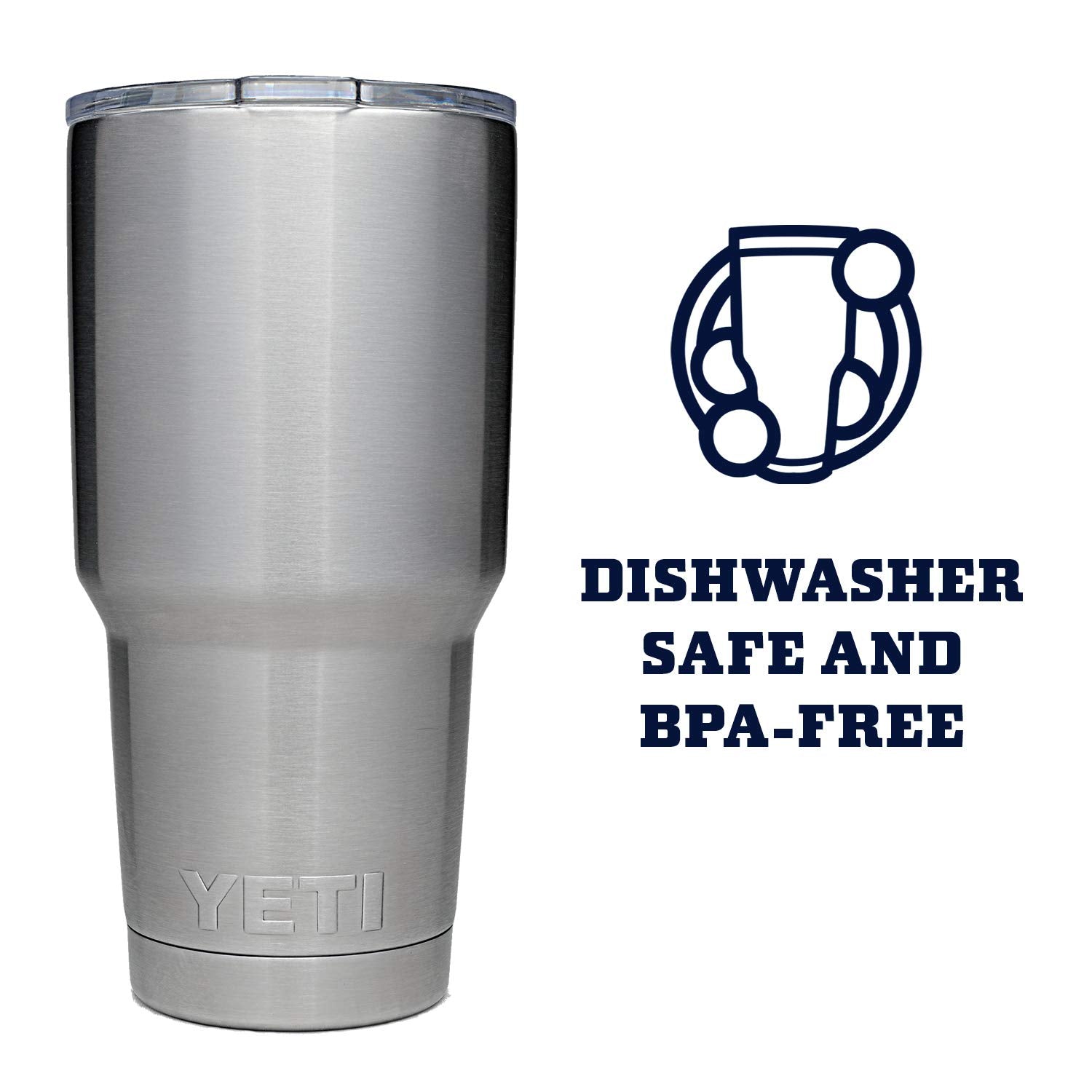 YETI Rambler uses 18/8 stainless steel for lasting durability and temperature retention.