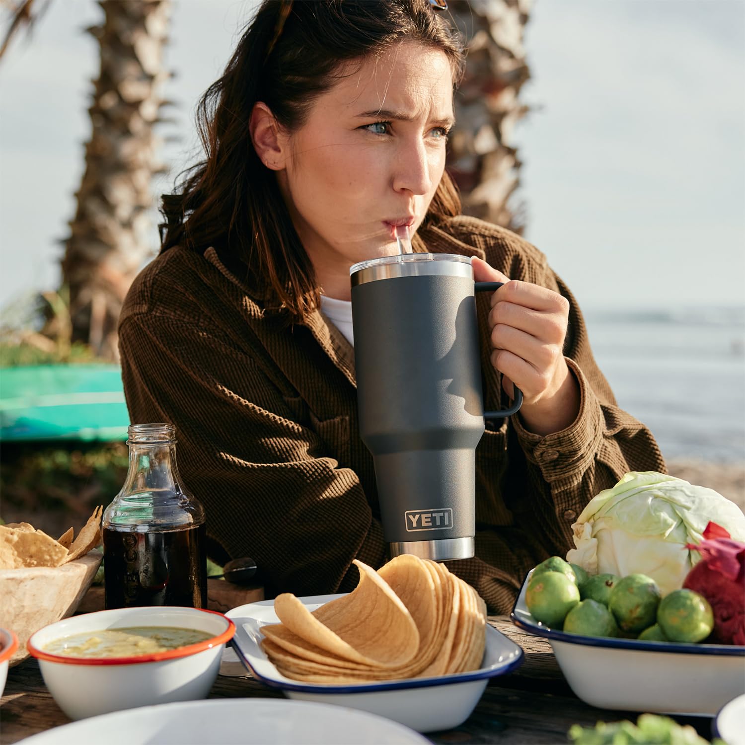 YETI Rambler 18/8 stainless steel—durable and dent-resistant.