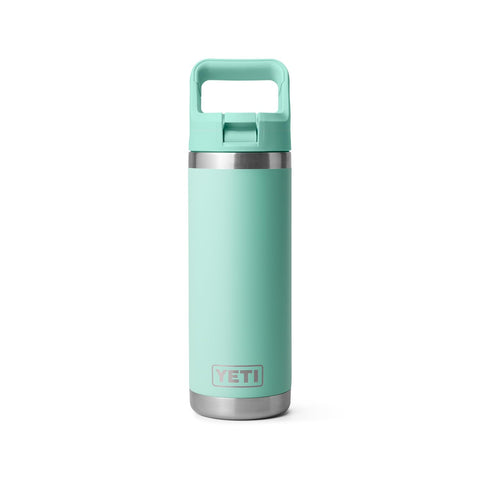 YETI Rambler Seafoam bottle with straw cap leaks-proof for daily hydration