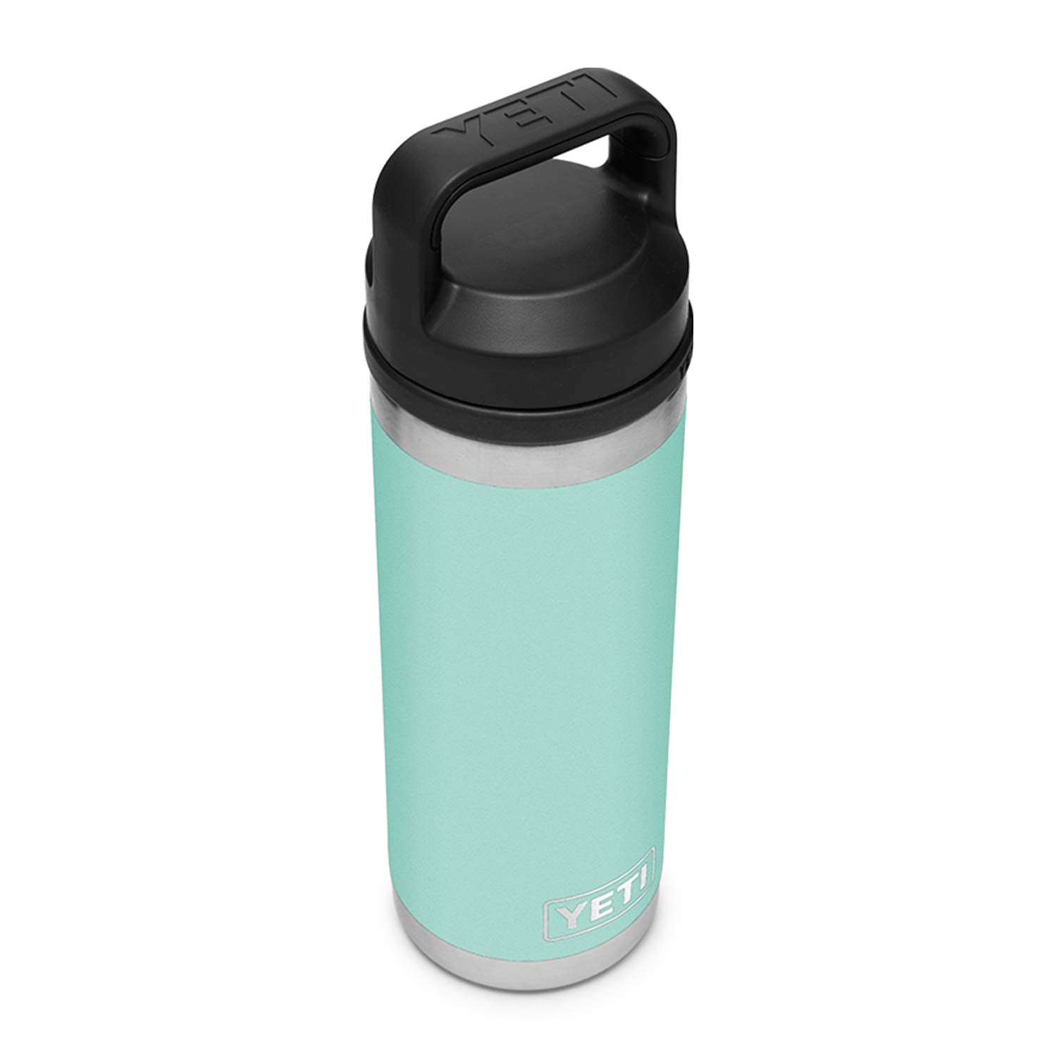 YETI Rambler 18 oz bottle stainless steel 18-8 construction for durability.