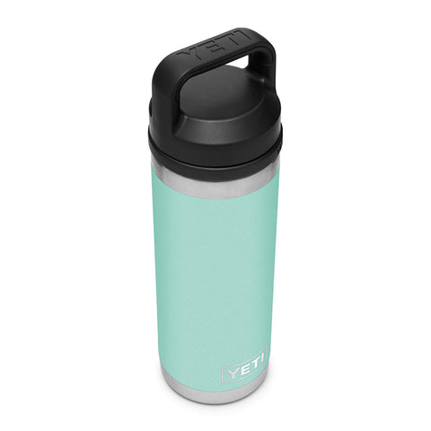YETI Rambler 18 oz bottle stainless steel 18-8 construction for durability.