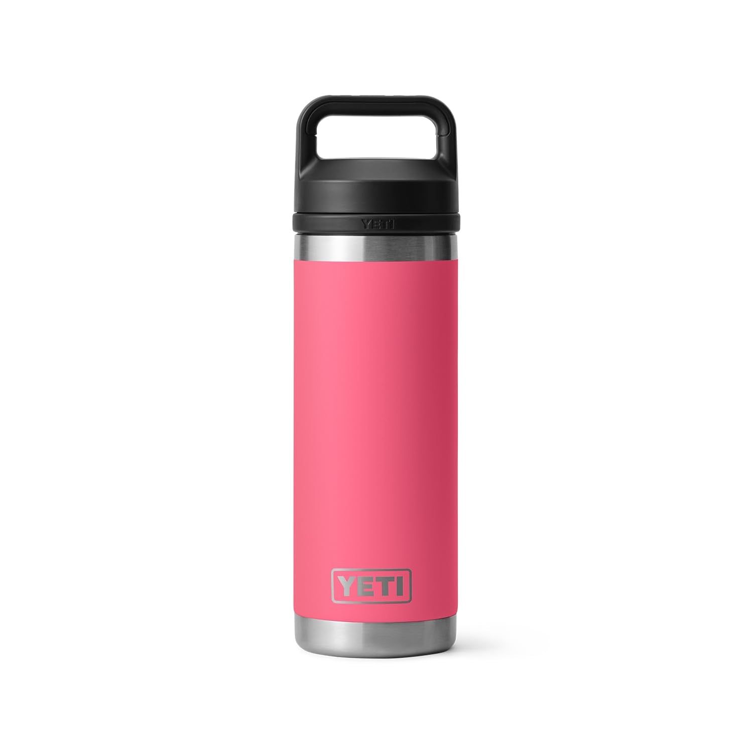 YETI Rambler 18 oz bottle shows vacuum insulation keeps drinks cold longer.