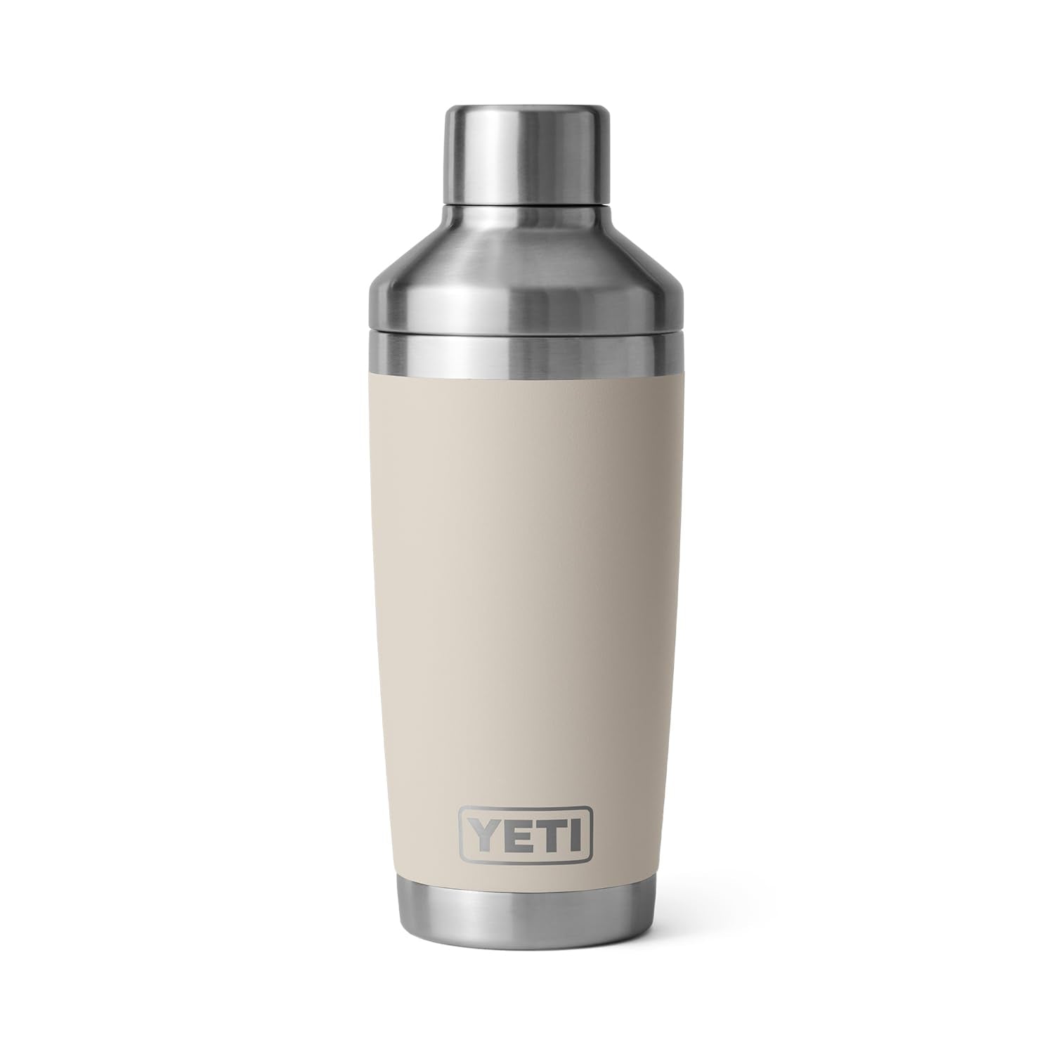 YETI Rambler 20 oz cocktail shaker stainless steel texture highlights durability.
