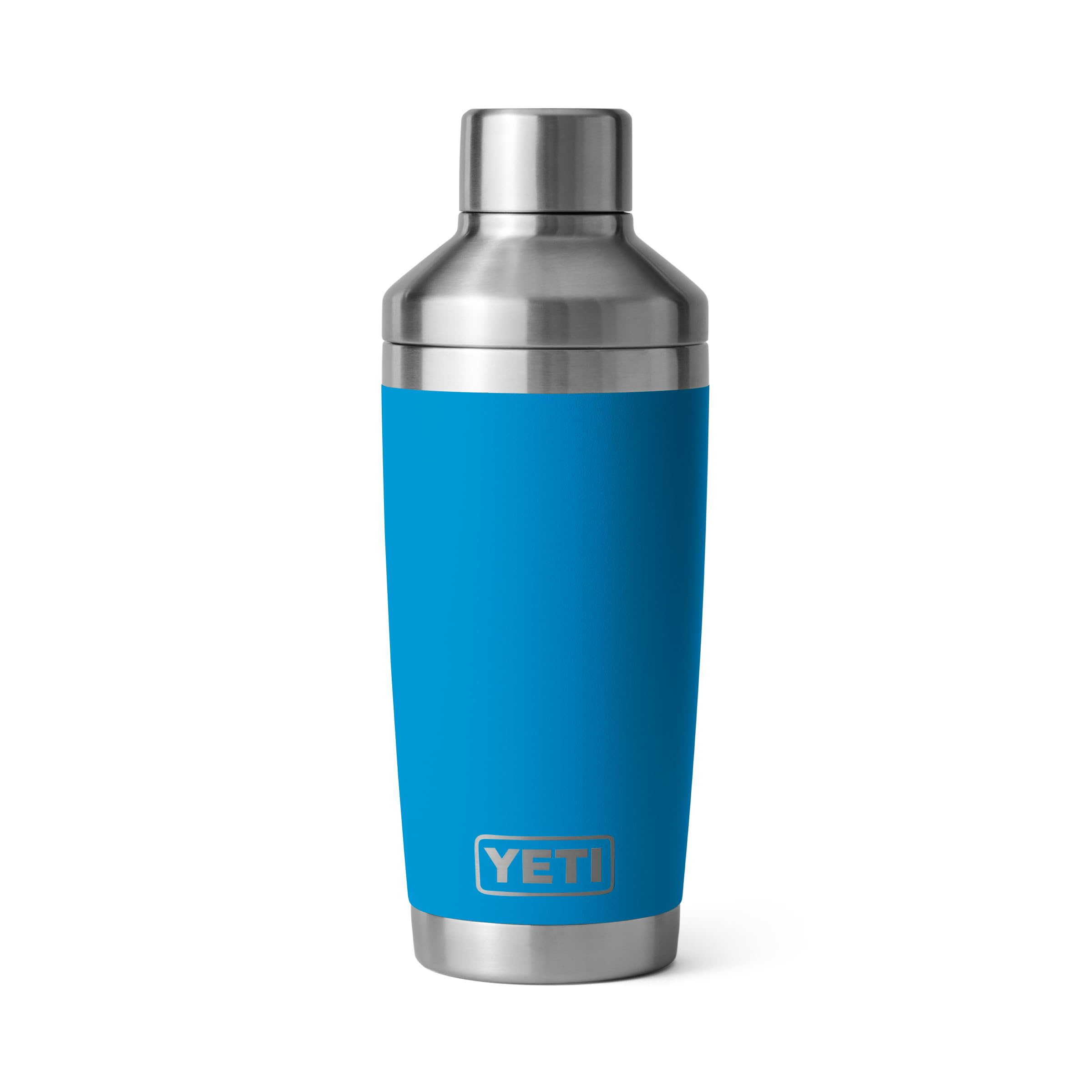 YETI Rambler 20 oz Cocktail Shaker in Big Wave Blue keeps drinks cold during outdoor gatherings.