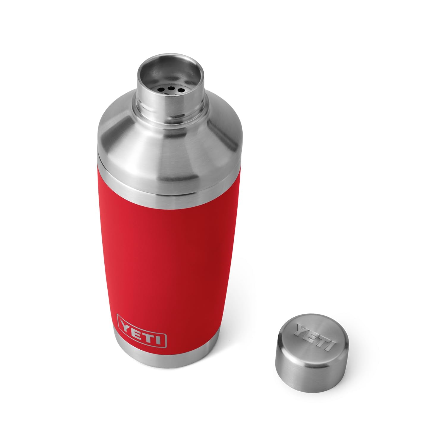 YETI Rambler 20 oz Cocktail Shaker Rescue Red finish adds bold style.