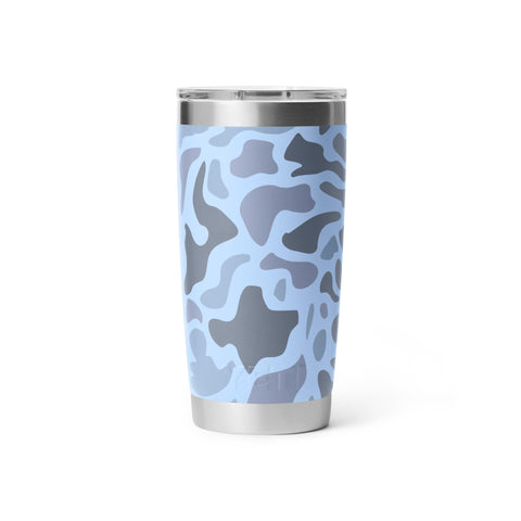 YETI Rambler blue camo with dishwasher-safe icon for easy cleaning