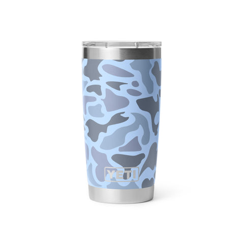 YETI Rambler blue camo with Duracoat finish resists cracking and fading