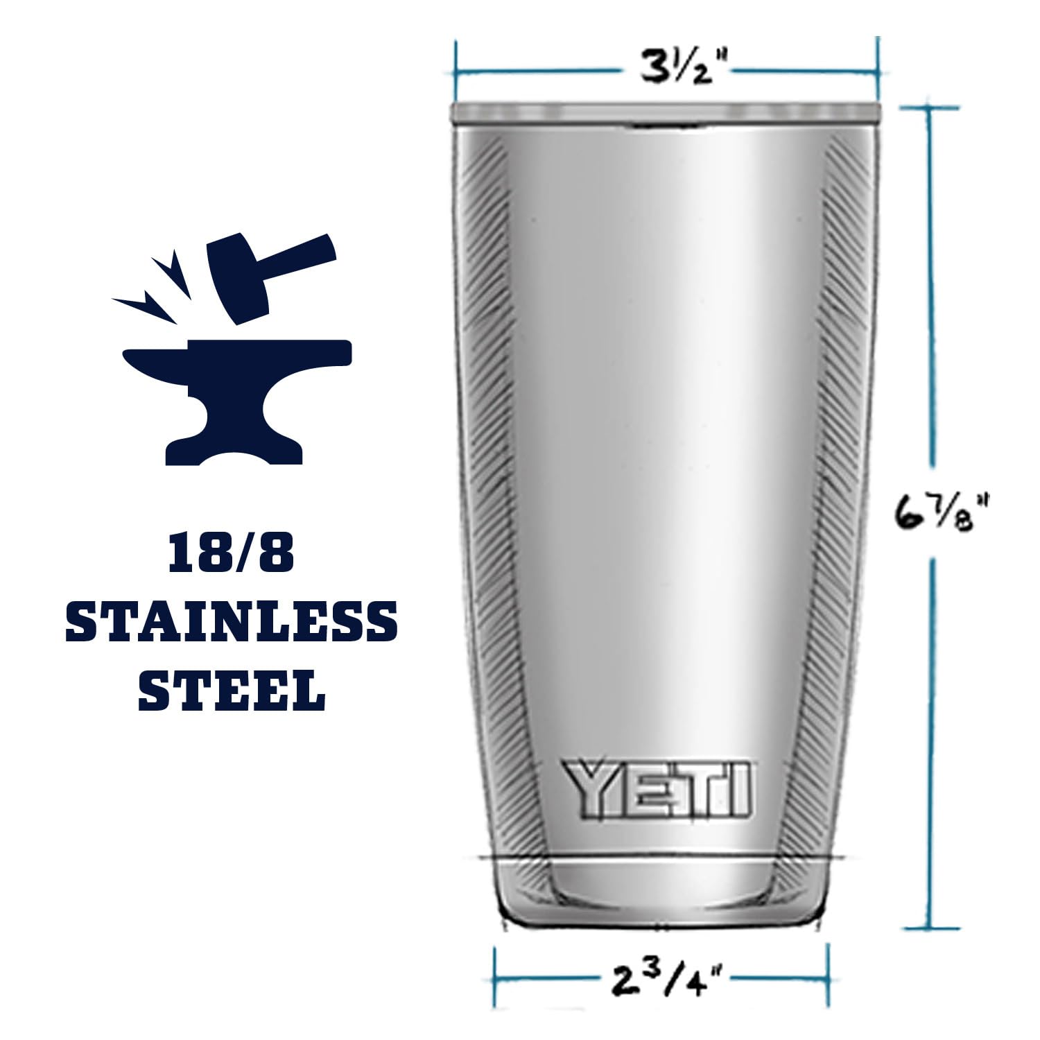 YETI Rambler 20 oz tumbler fits standard cup holders for easy transport