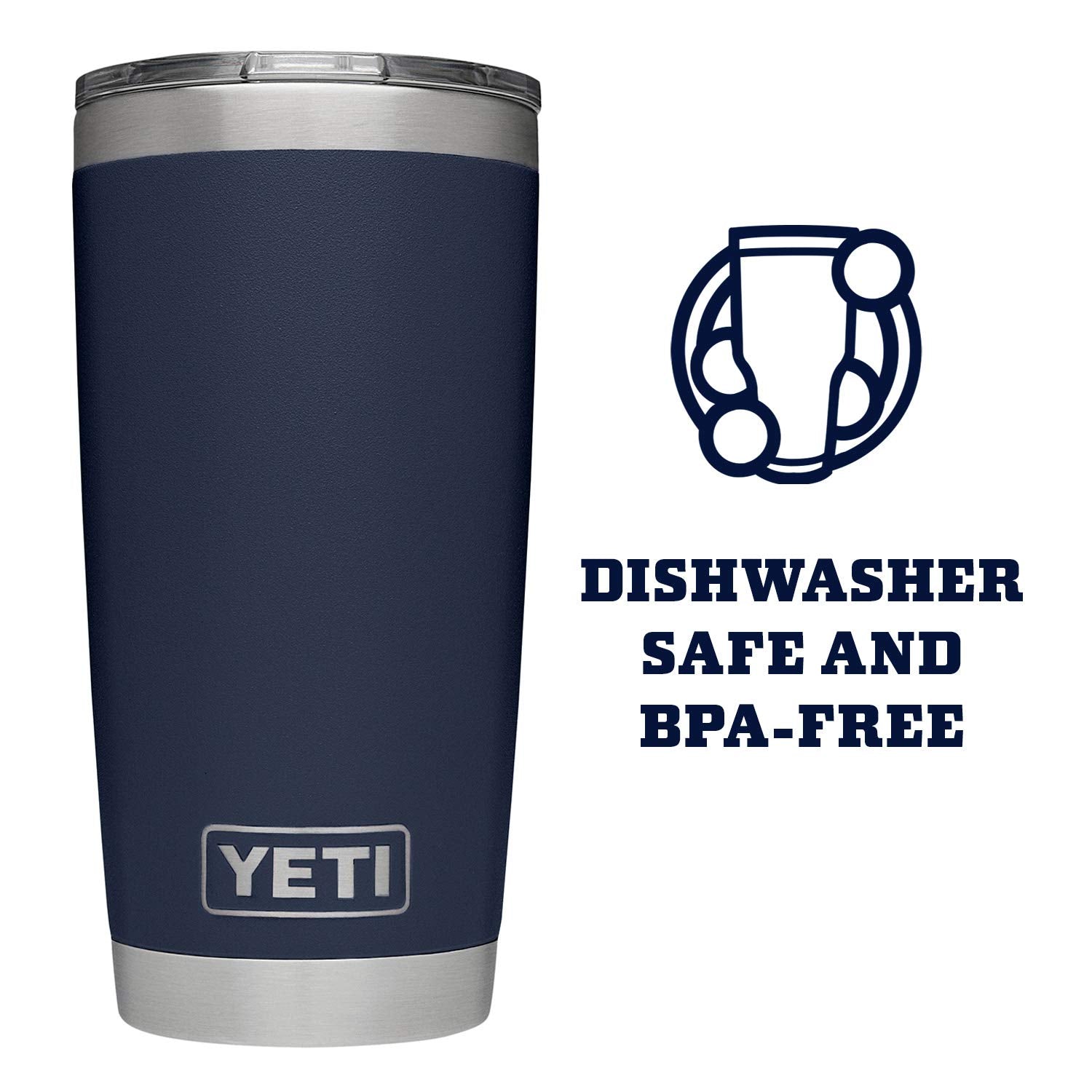 YETI Rambler 20 oz Navy is dishwasher-safe for easy cleanup