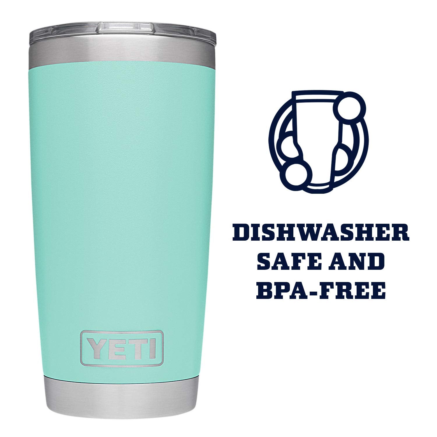 Duracoat finish on seafoam Rambler 20 oz resists wear