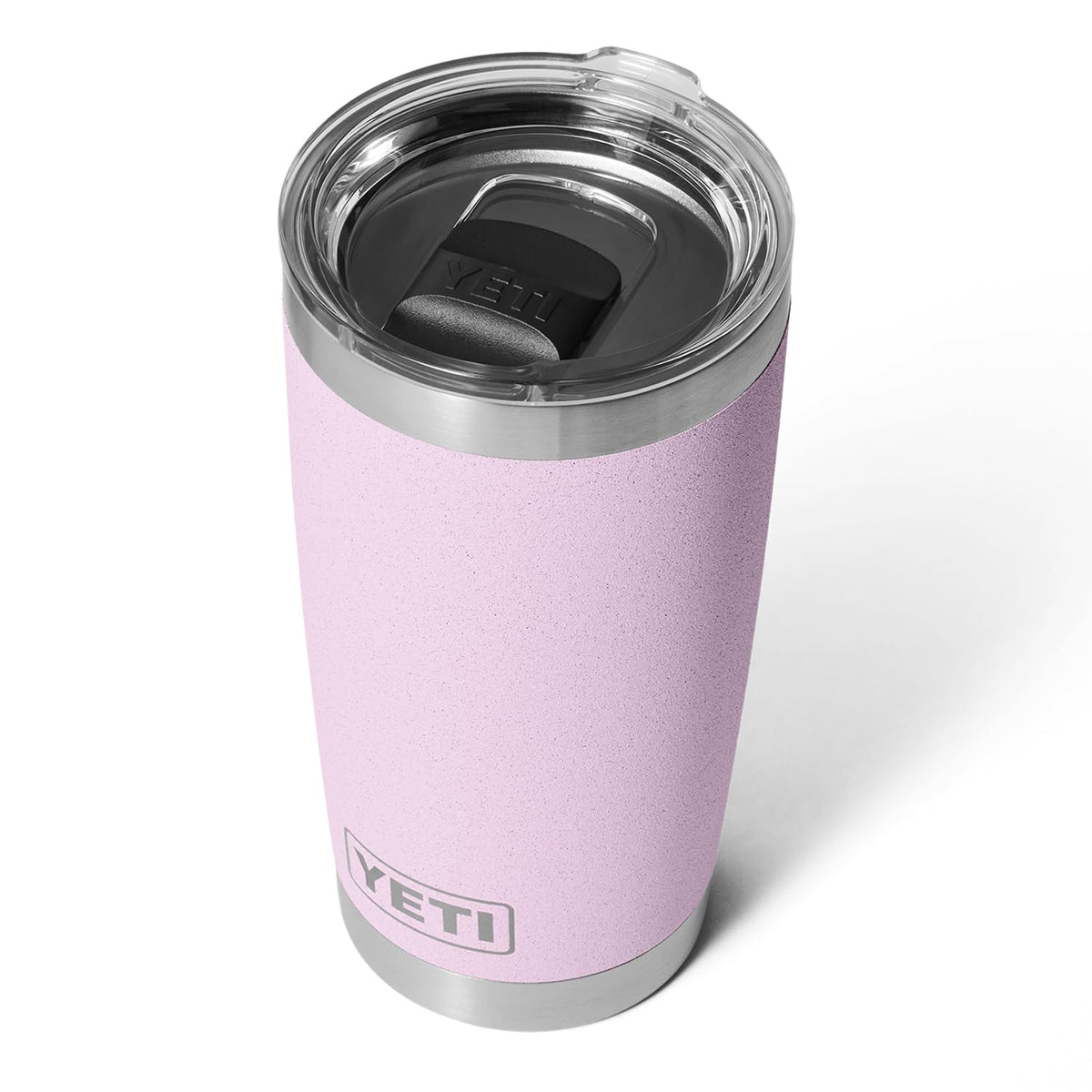 YETI Rambler 20 oz tumbler in stainless steel designed for hot or cold drinks.