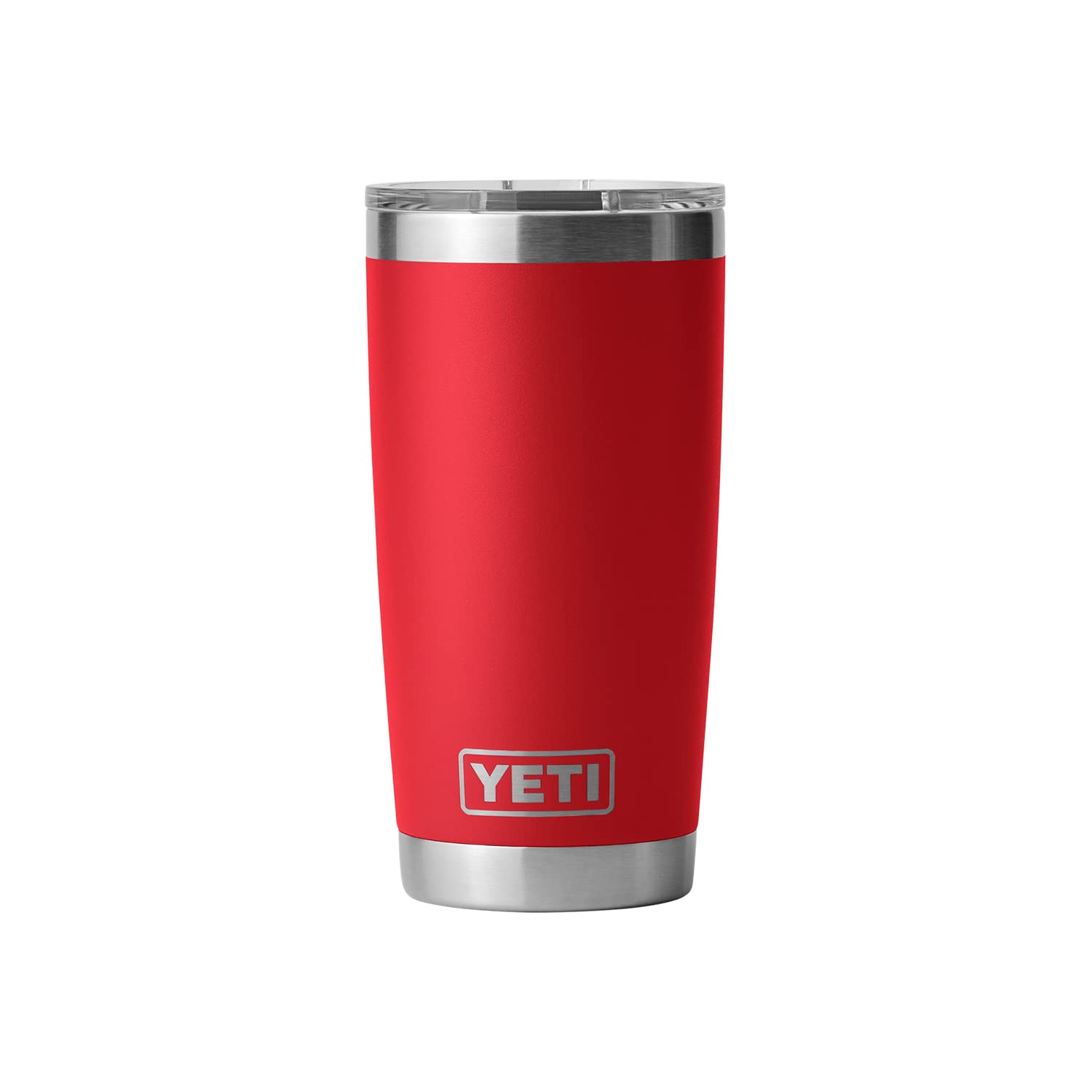 Durable YETI Rambler 20oz with vacuum insulation keeps drinks at target temperature.