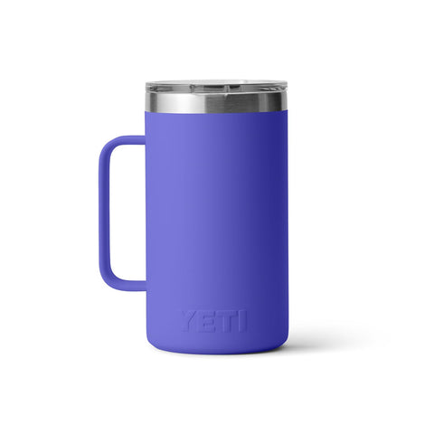 YETI Rambler 24 oz mug; BPA-free and dishwasher safe for easy cleaning.