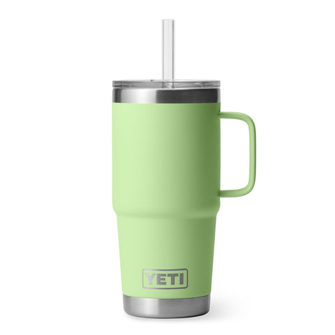 YETI Rambler 25 oz with handle and straw lid keeps beverages steady on the go.
