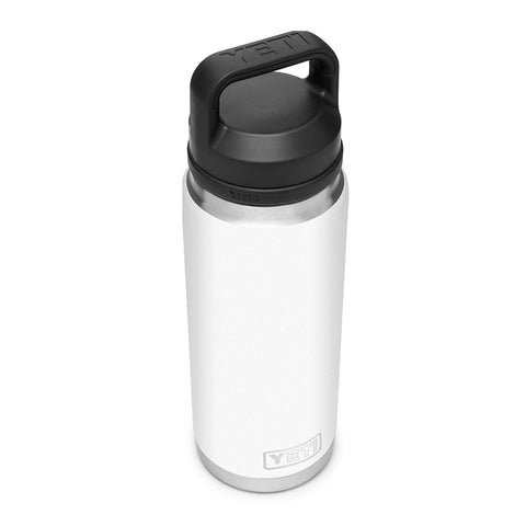 YETI Rambler 26 oz bottle with double wall insulation keeps drinks cold or hot