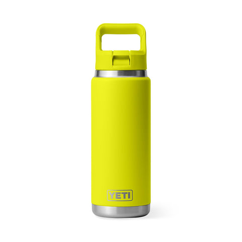 YETI Rambler 26 oz bottle straw-cap action for spill-free travel