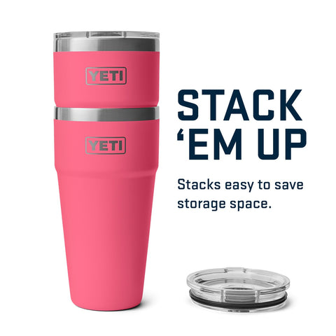 Insulated YETI Rambler keeps drinks hot or cold during busy days.