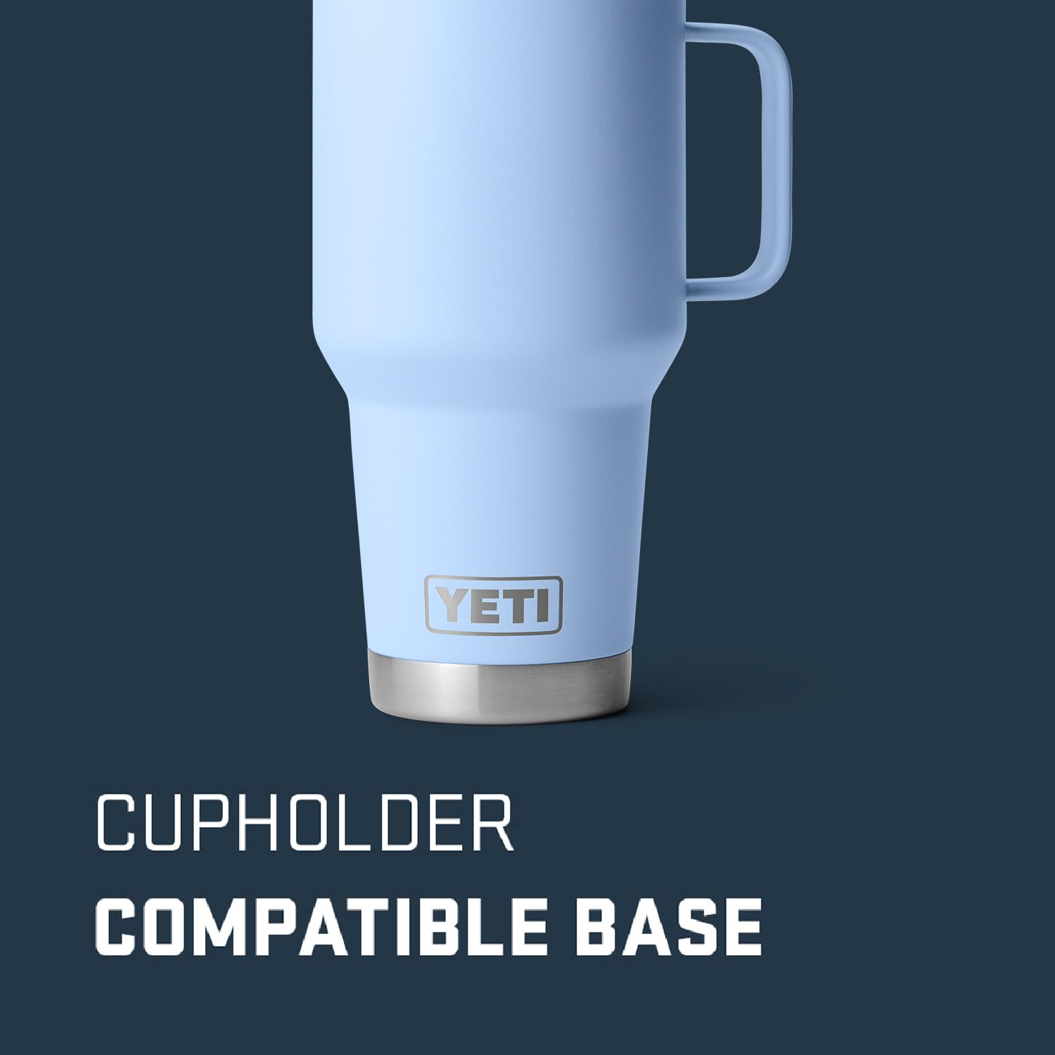 YETI Rambler 30oz Travel Mug stainless steel body highlights durable construction