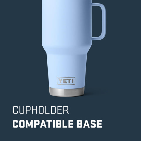 YETI Rambler 30oz Travel Mug stainless steel body highlights durable construction
