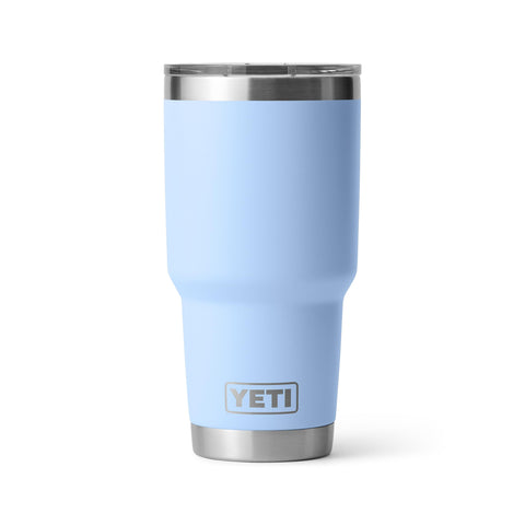 YETI Rambler 30 oz tumbler front view in Big Sky Blue for on-the-go beverages.