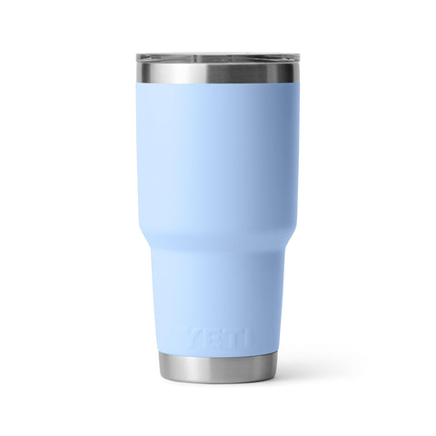 YETI Rambler 30 oz tumbler held in hand during travel or office use.