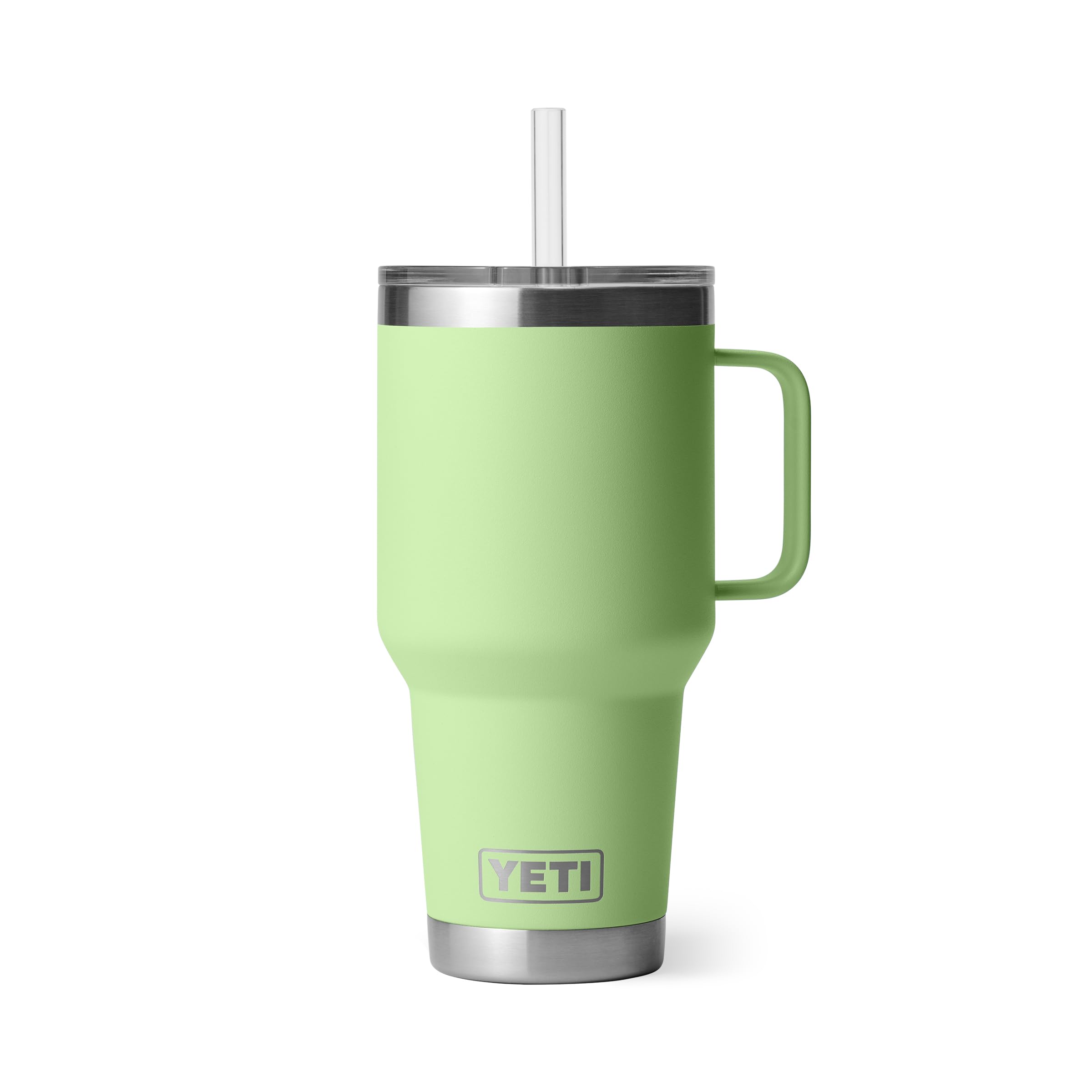 YETI Rambler 35 oz tumbler with handle in Key Lime keeps drinks accessible on the go