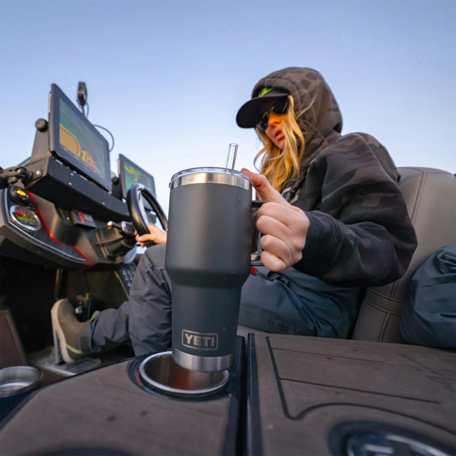 YETI Rambler 35 oz straw lid with stopper keeps straw secure during travel