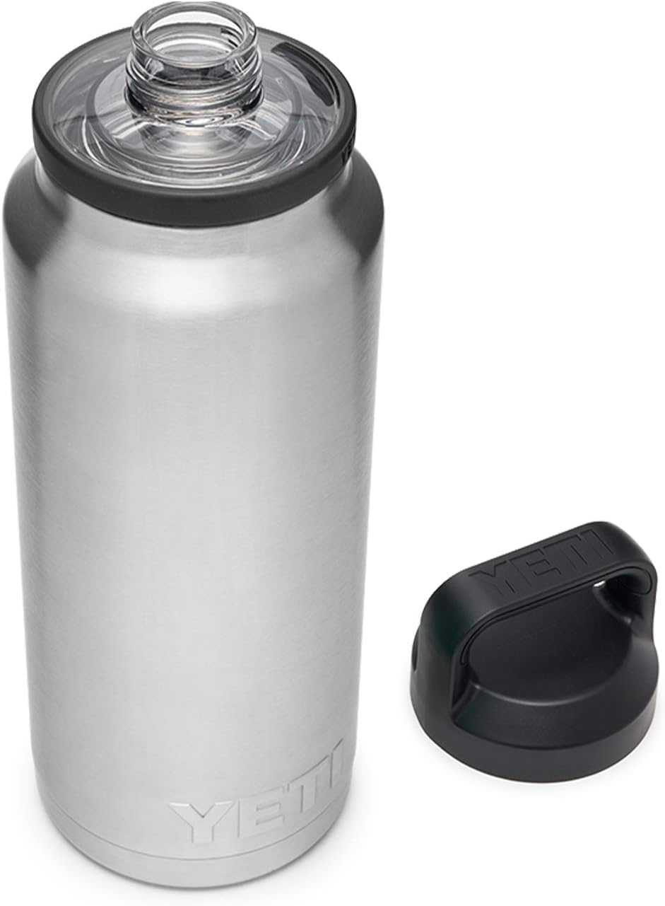 Pouring action of YETI Rambler 36 oz bottle to illustrate cap accessibility.