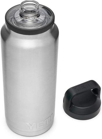 Pouring action of YETI Rambler 36 oz bottle to illustrate cap accessibility.