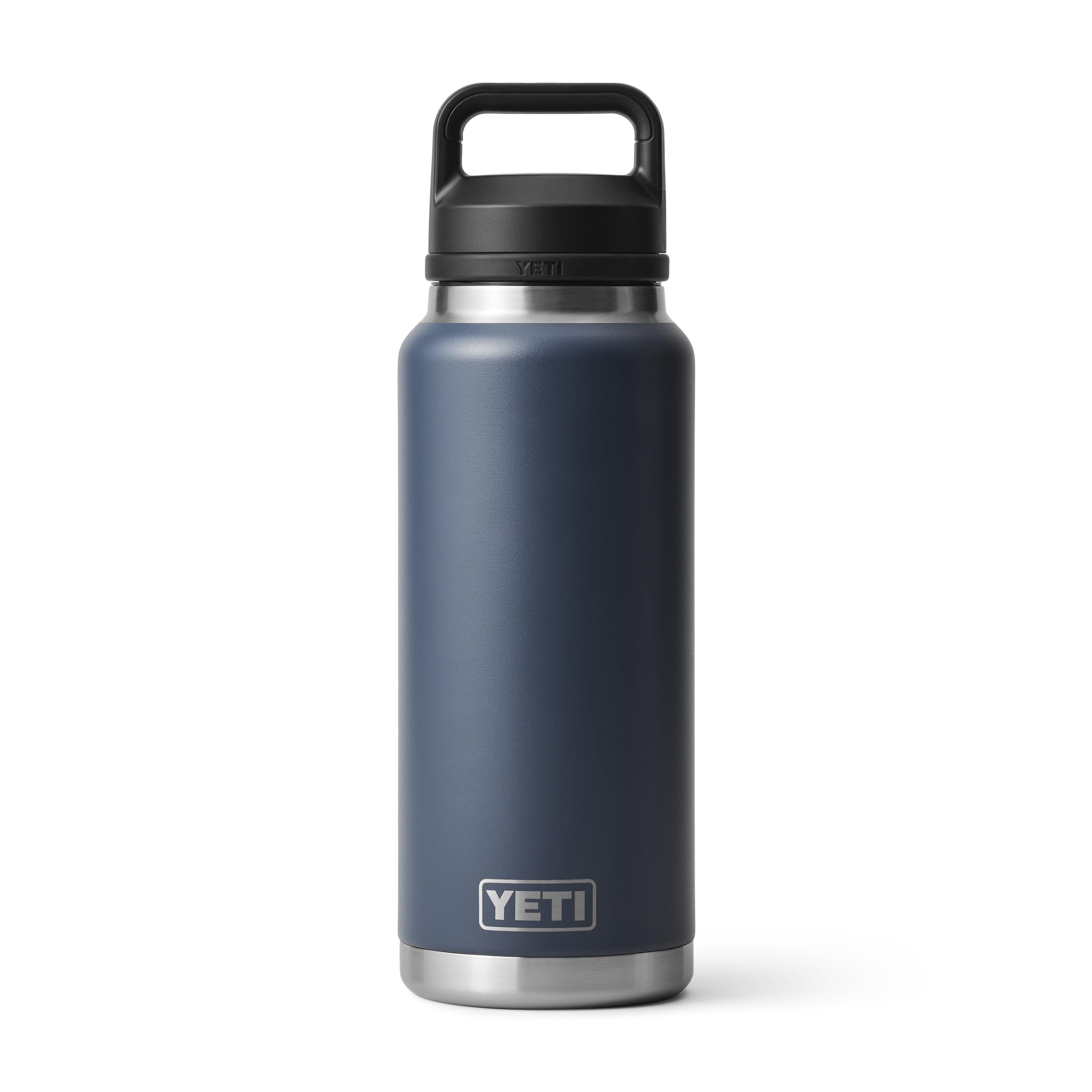 YETI Rambler 36 oz Navy bottle with chug cap offers quick access on the go.