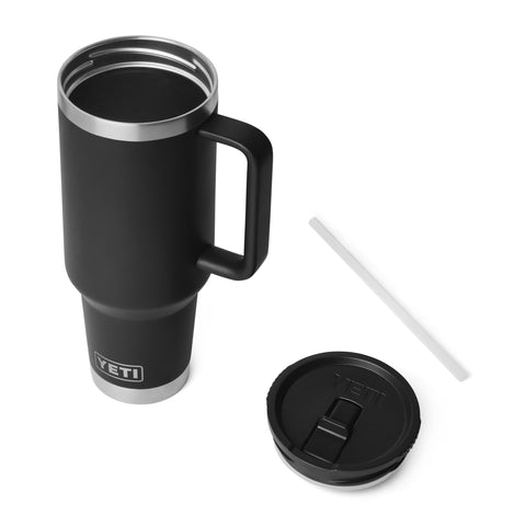 Stainless steel body of YETI Rambler 40 oz keeps drinks cold longer in hot weather.