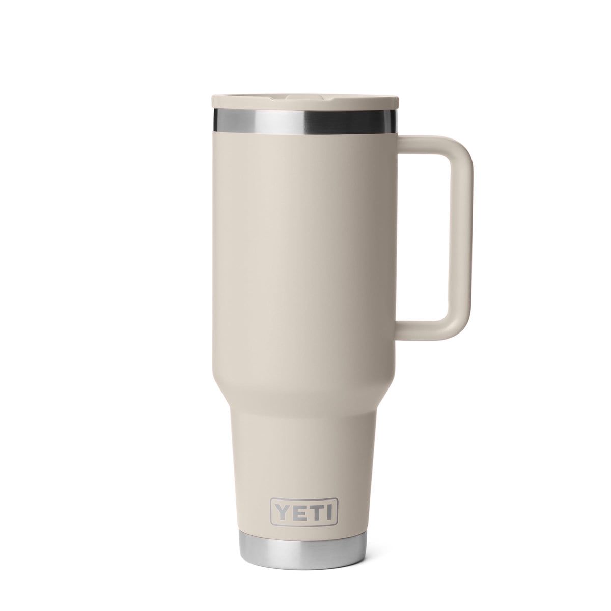 YETI Rambler 40 oz travel mug with flip straw lid leakproof on-the-go hydration.