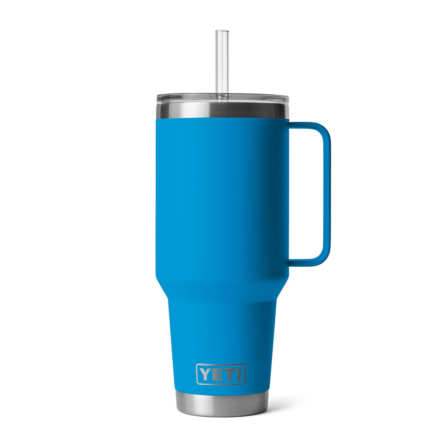 YETI Rambler 42 oz Big Wave Blue in use on the go.