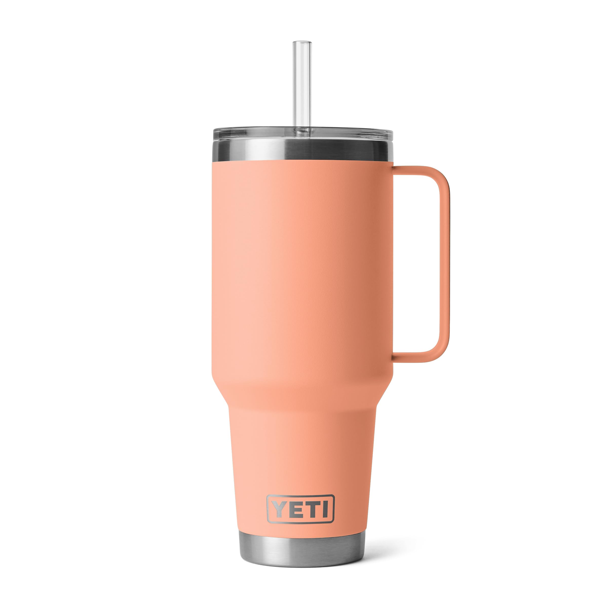 YETI Rambler 42 oz with handle and straw lid, durable one-handed carrying.