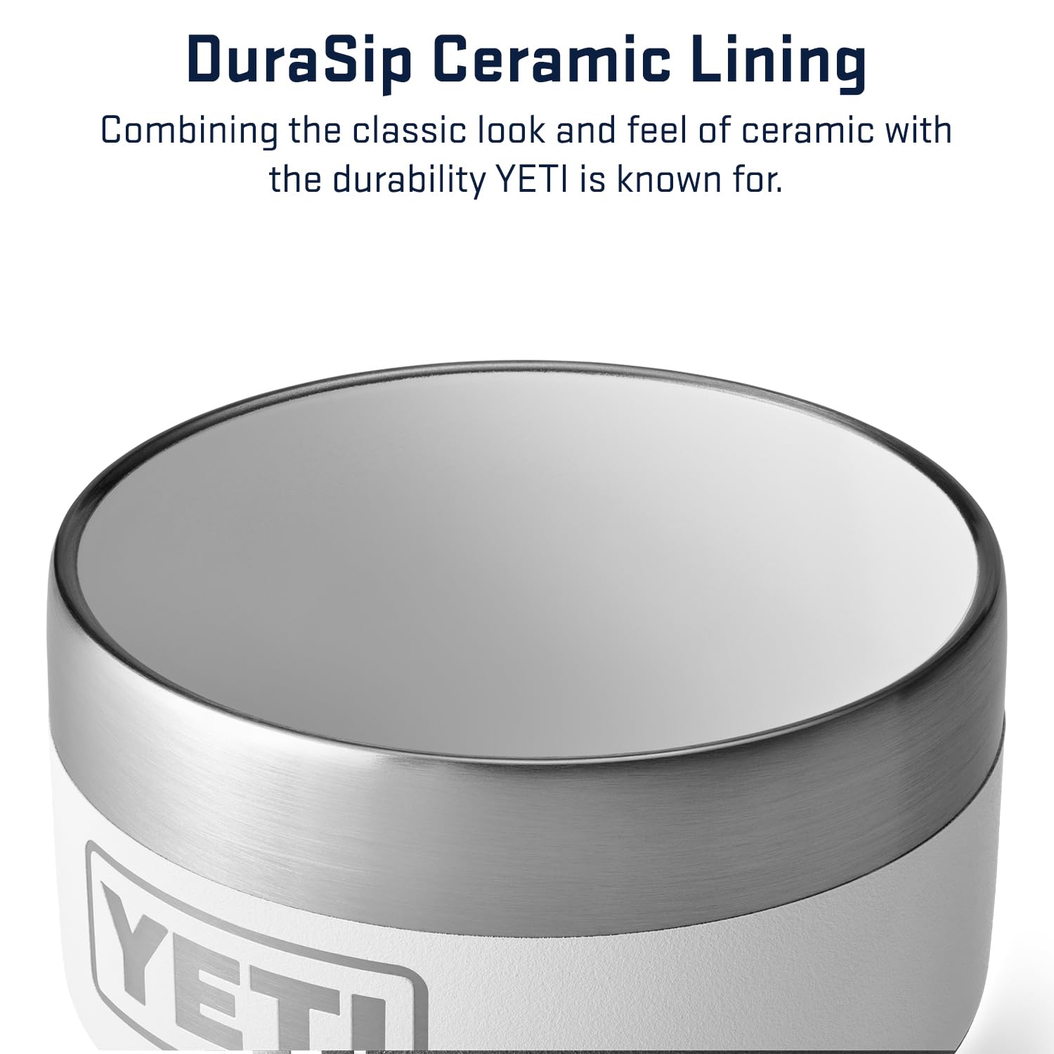 YETI Rambler 4 oz stackable cup with DuraSip ceramic lining preserves flavor and durability