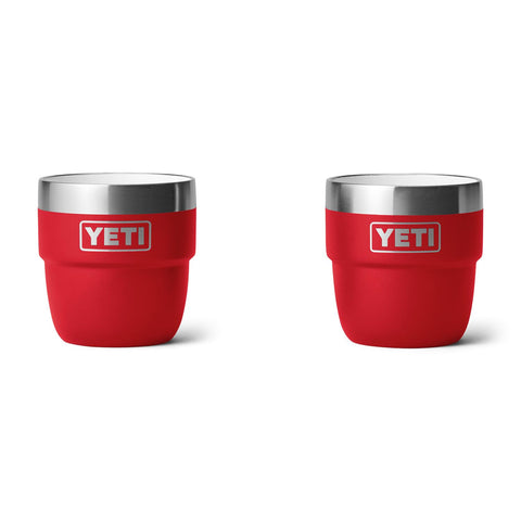 YETI Rambler 4oz Stackable Cup Rescue Red, front view for portable espresso on the go
