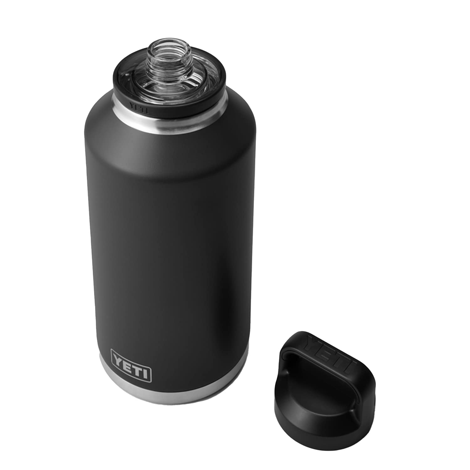 YETI Rambler 64 oz bottle front view in black for on-the-go hydration