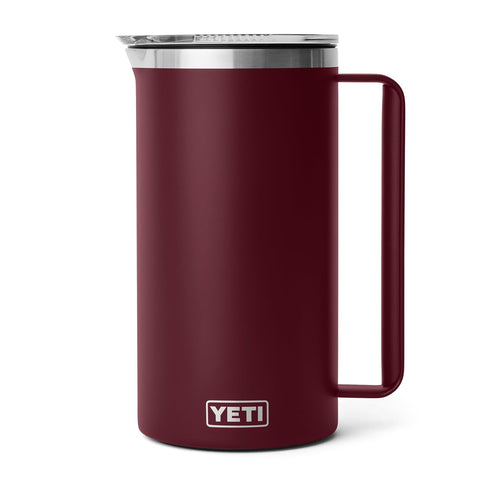 Durable stainless steel construction of the YETI pitcher shown in a side view.