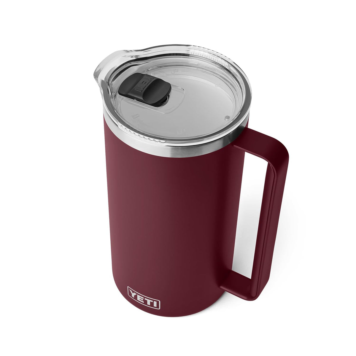 YETI Rambler 64 oz Pitcher in Wild Vine Red pours smoothly with a secure MagSlider lid.